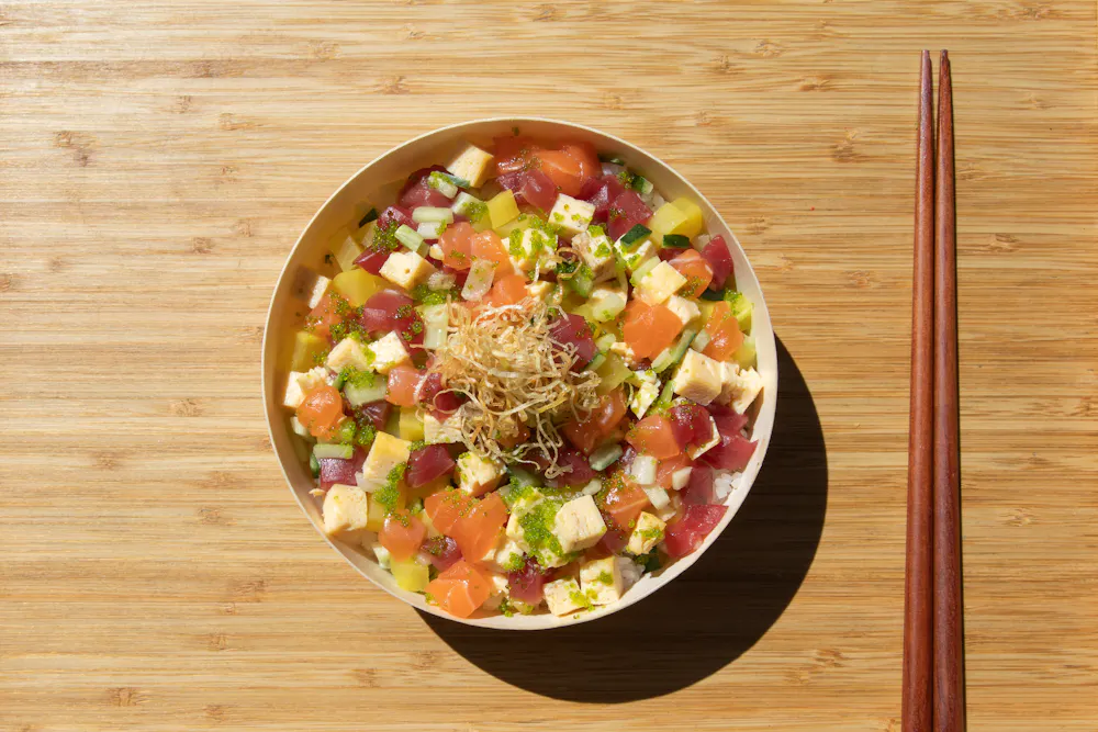a bowl of food on a table