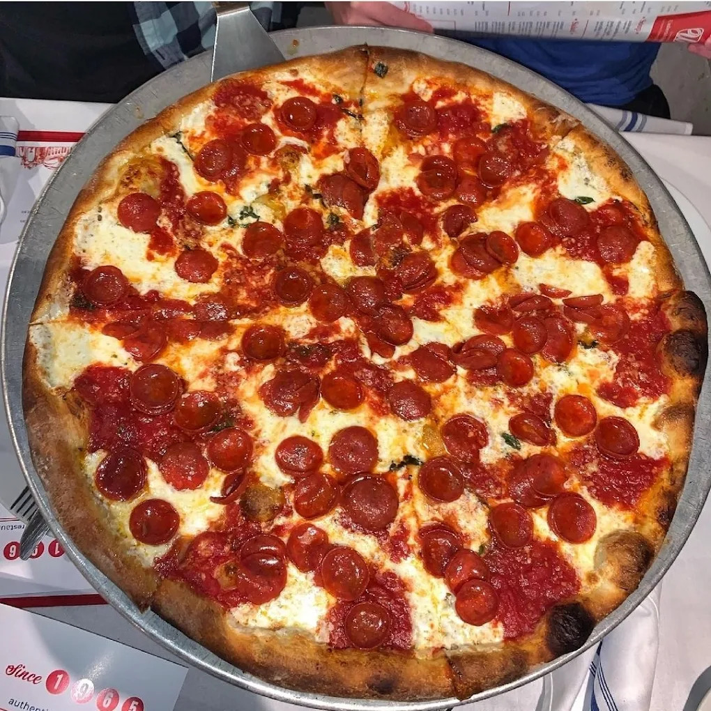 a pizza on a tray