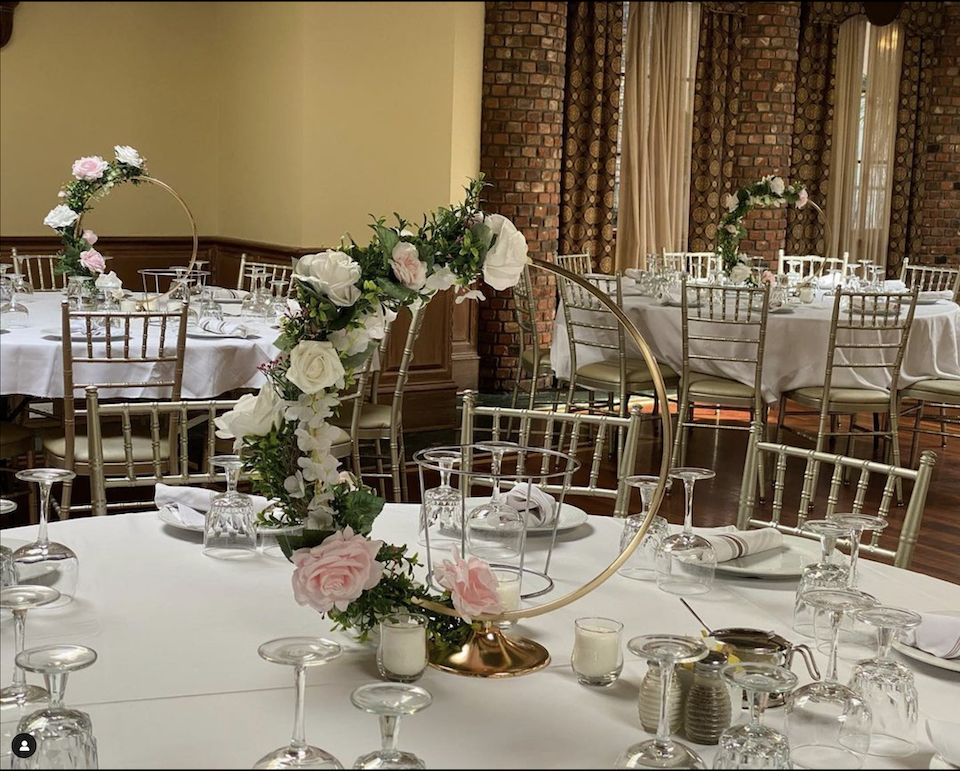 a table set for a wedding
