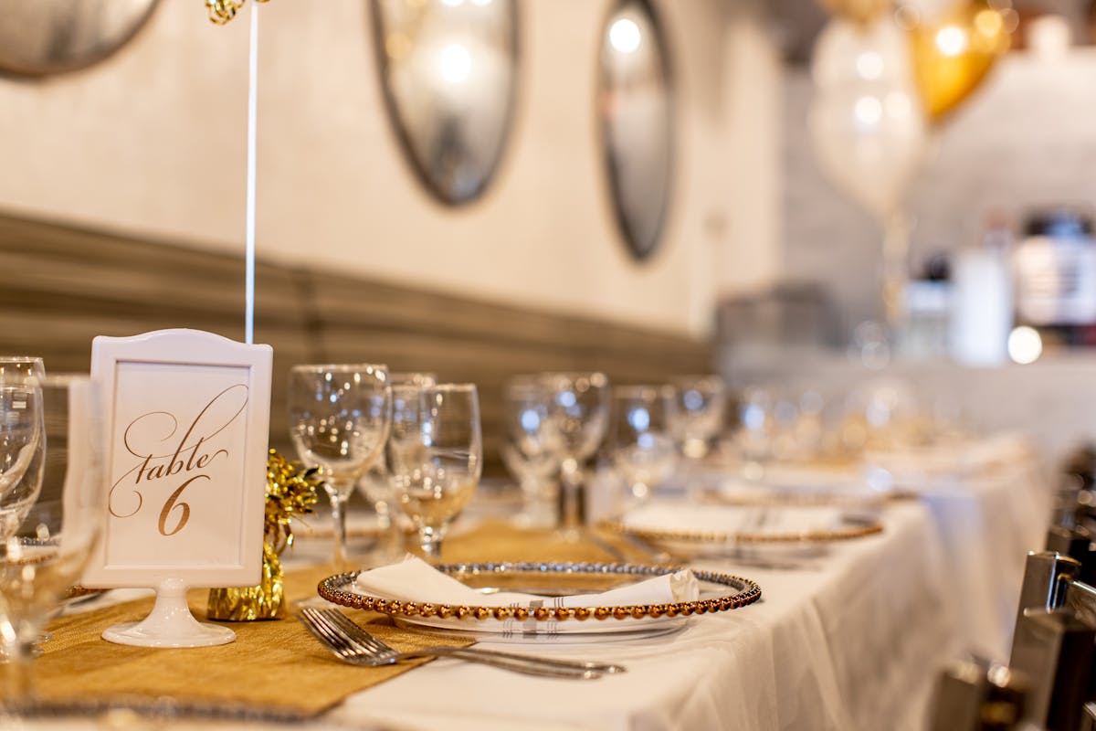 a table with wine glasses