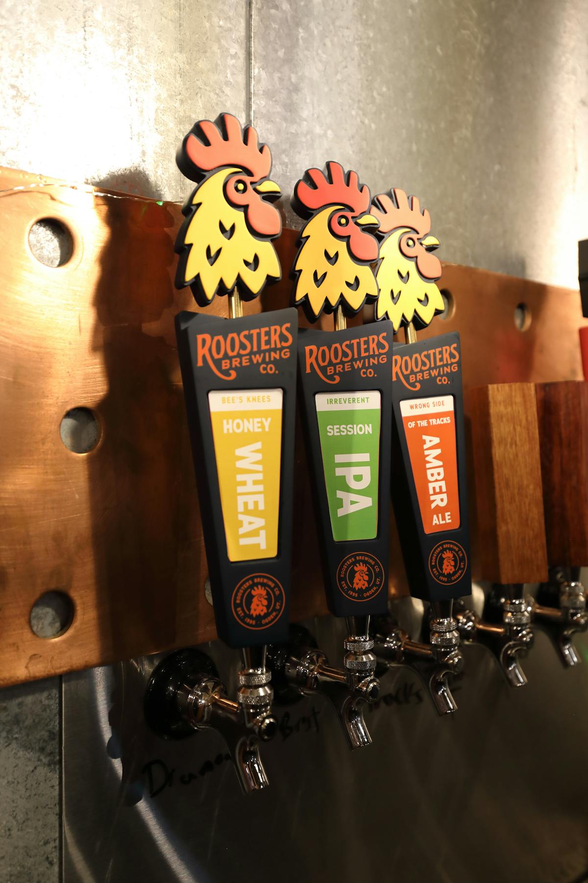 Three bar taps with rooster head handles
