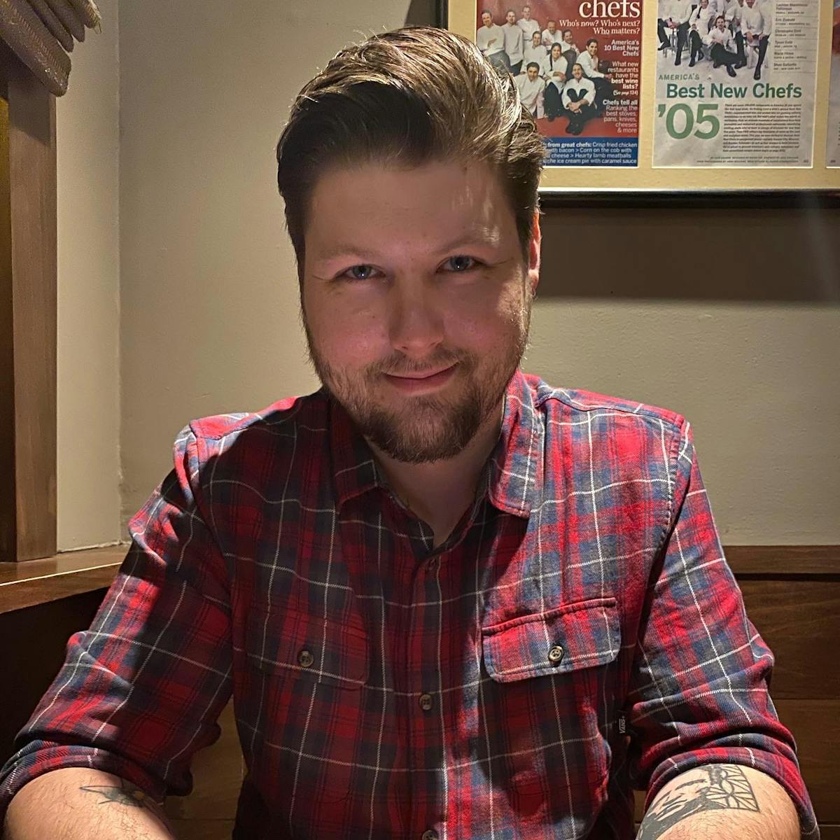 a man sitting on a table