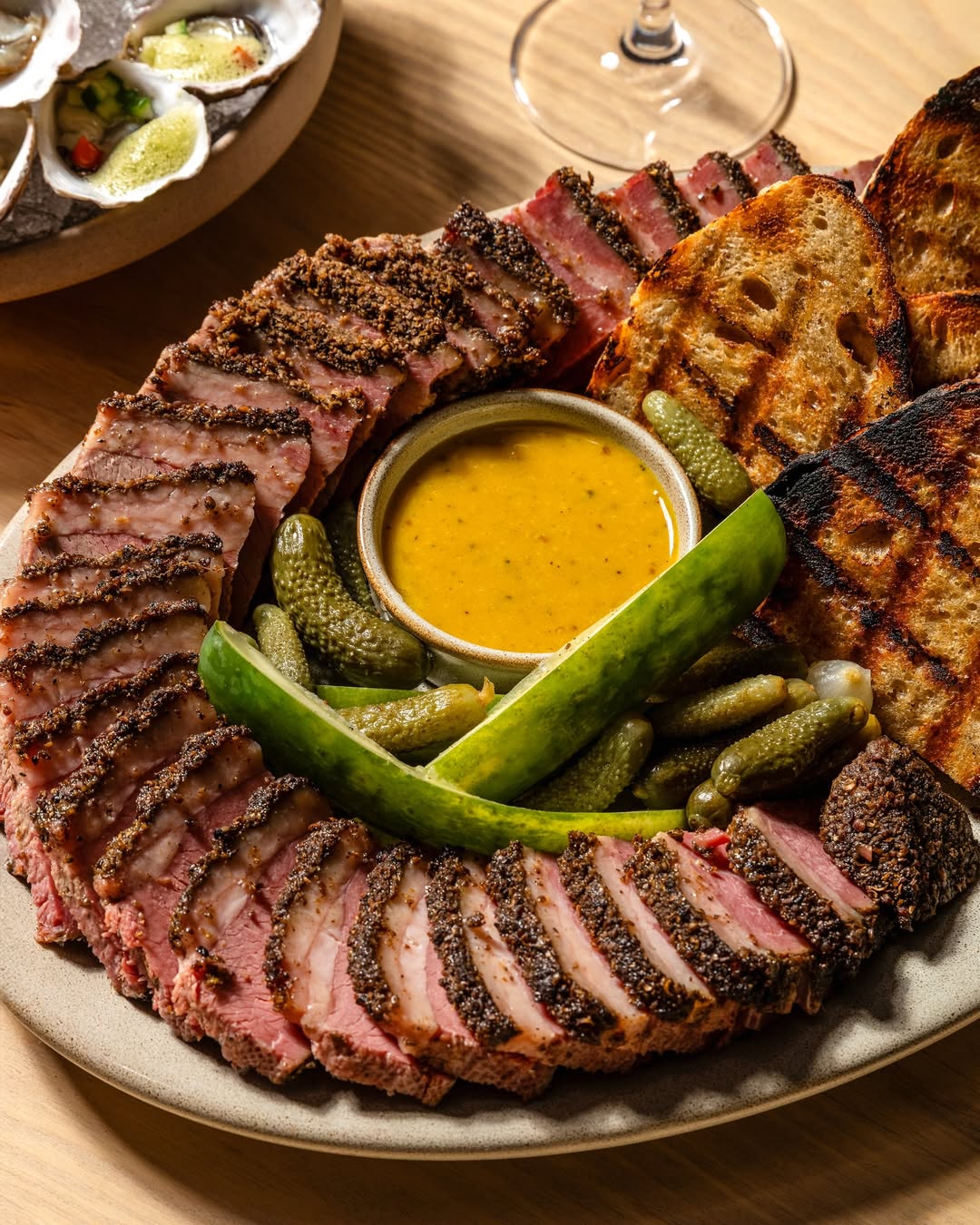 a plate of meat and vegetables
