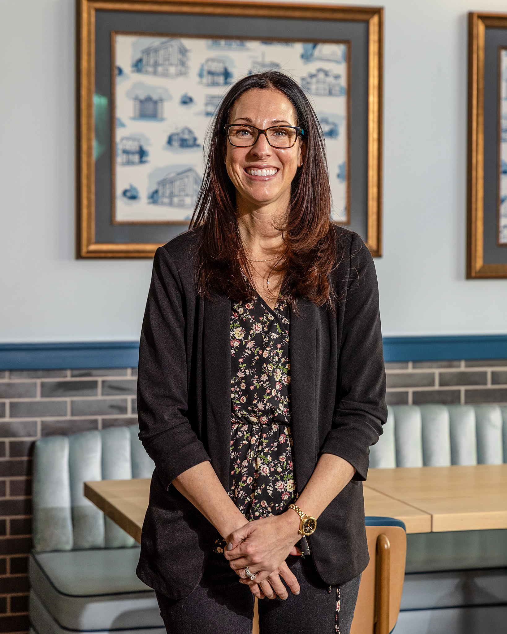 a woman smiling at camera