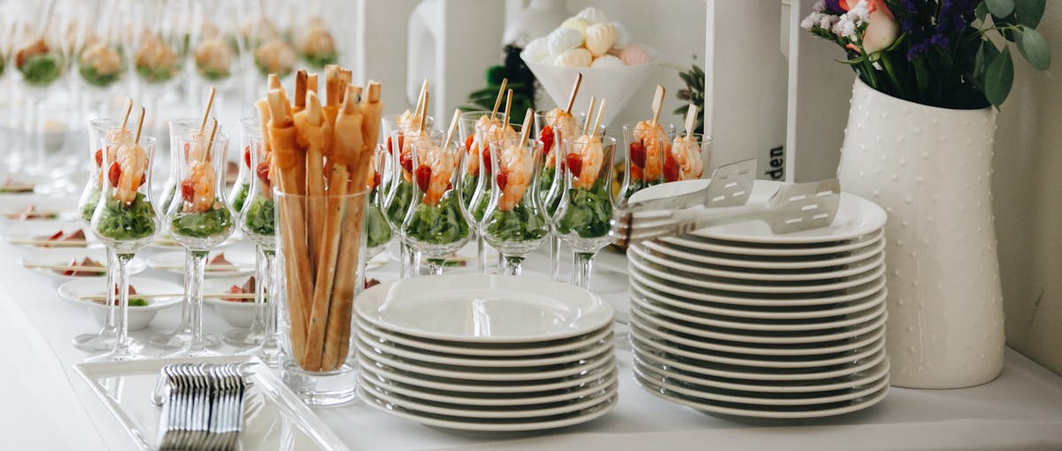 a row of food on a table