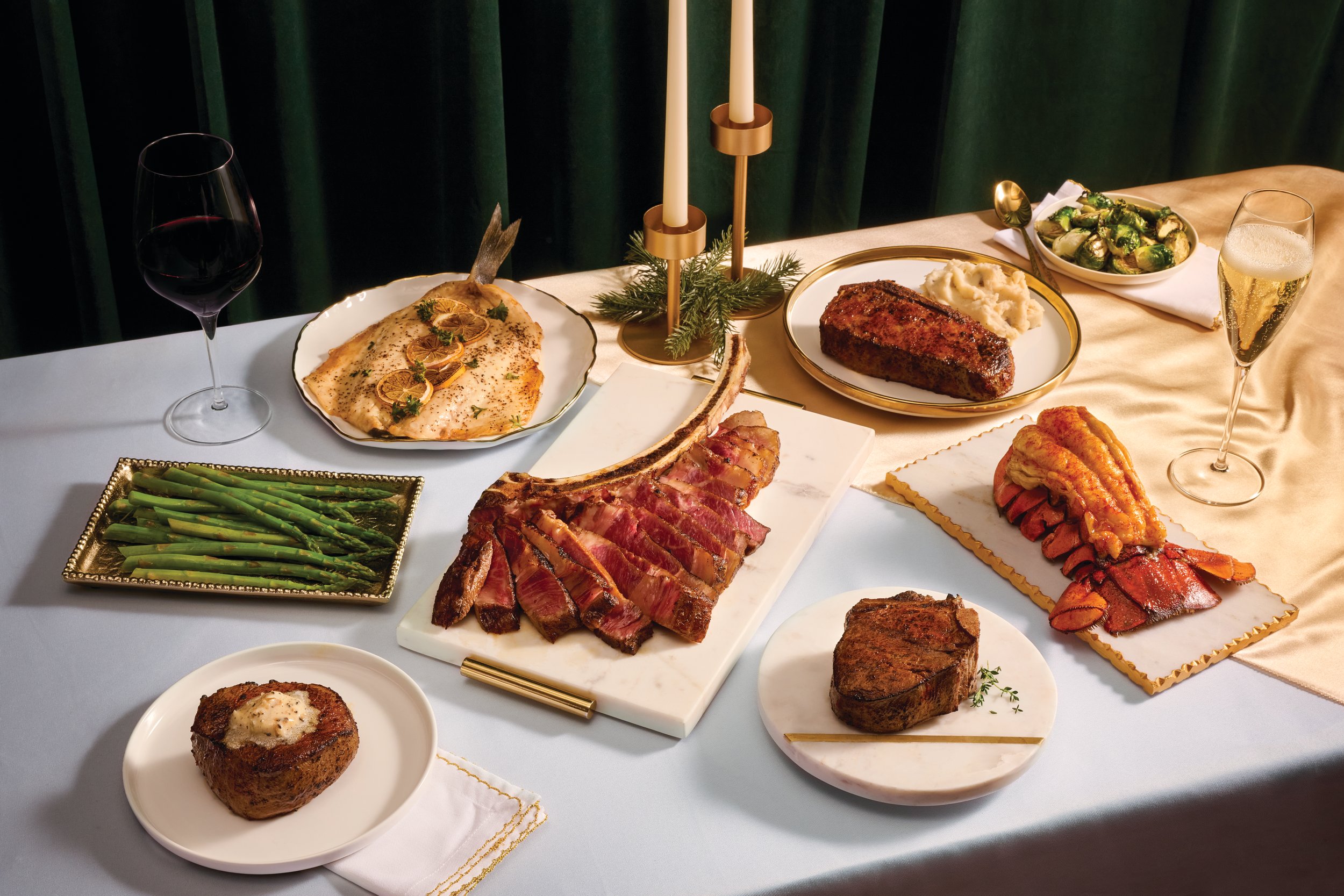 a table with plates of food