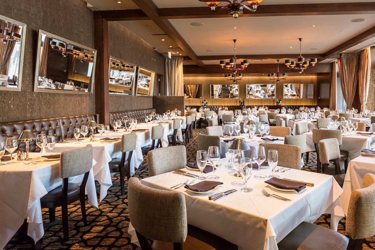 a dining table in a restaurant