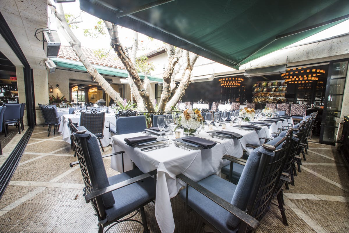 an outdoor dining table