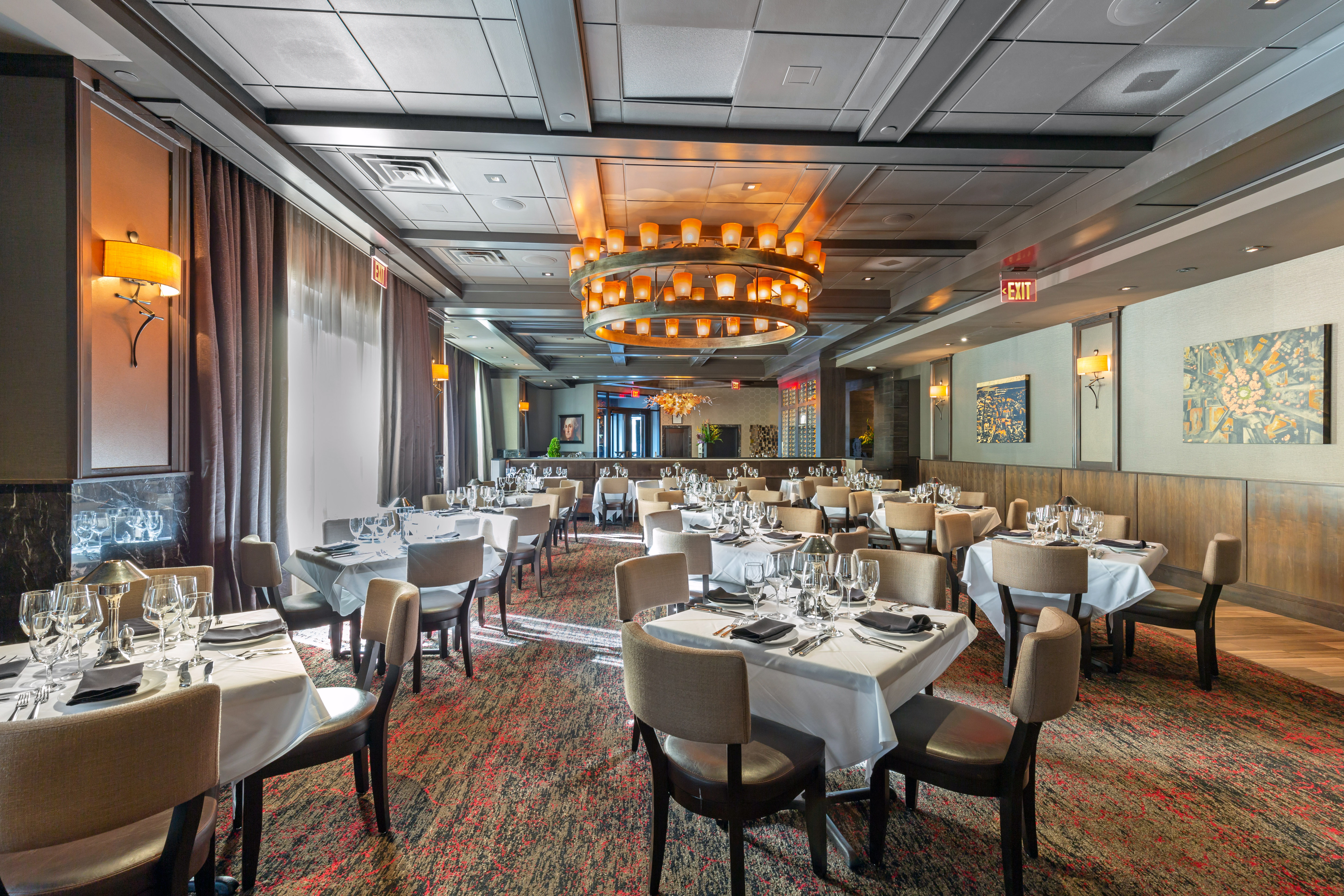 a dining table in a restaurant
