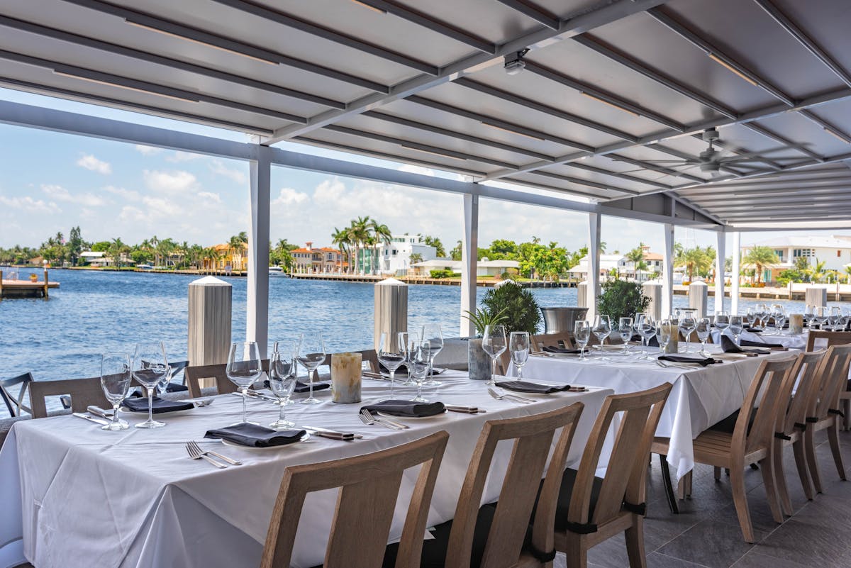 an outdoor dining table