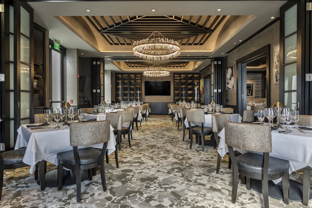 a dining table in a restaurant