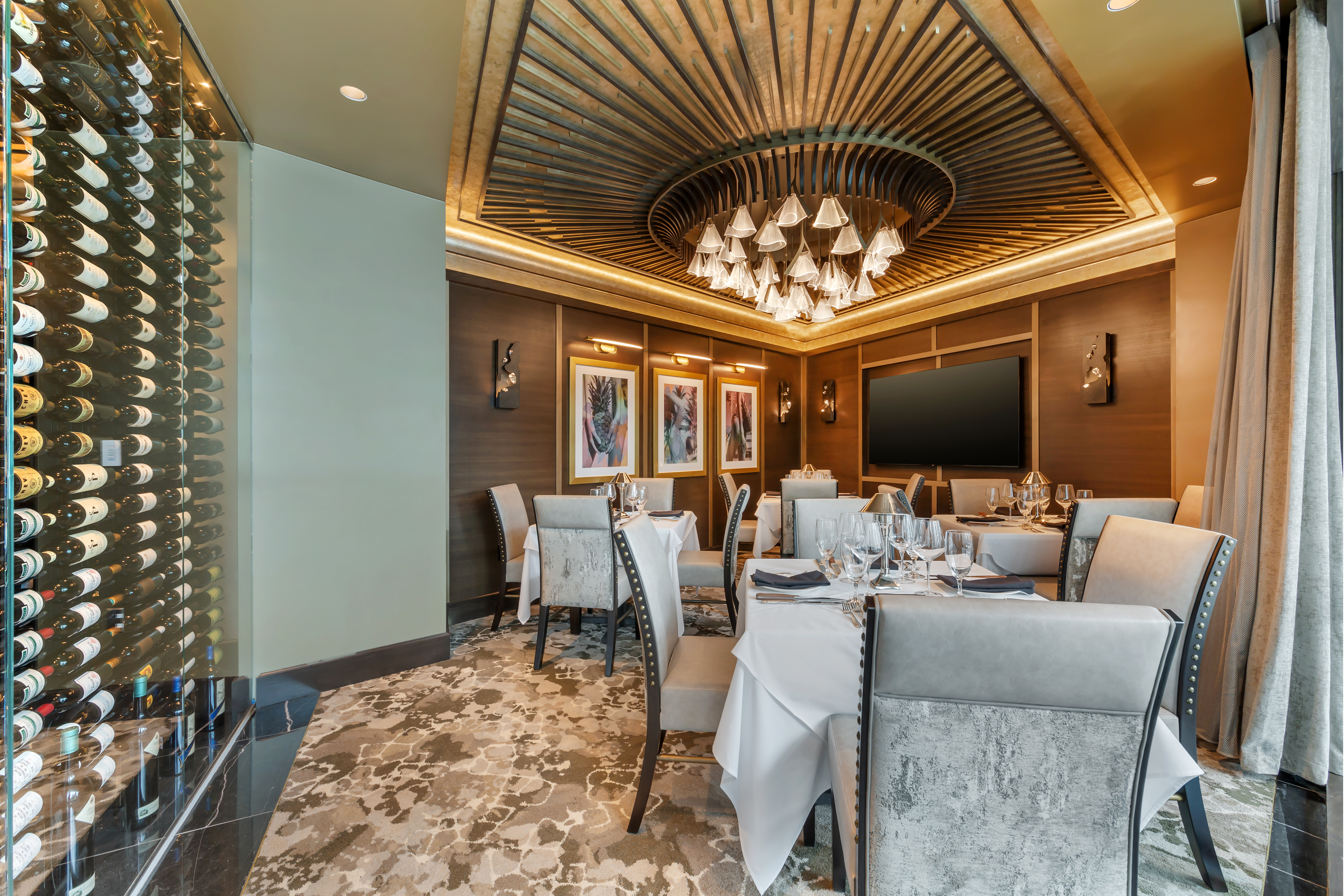 a room filled with furniture and a fireplace