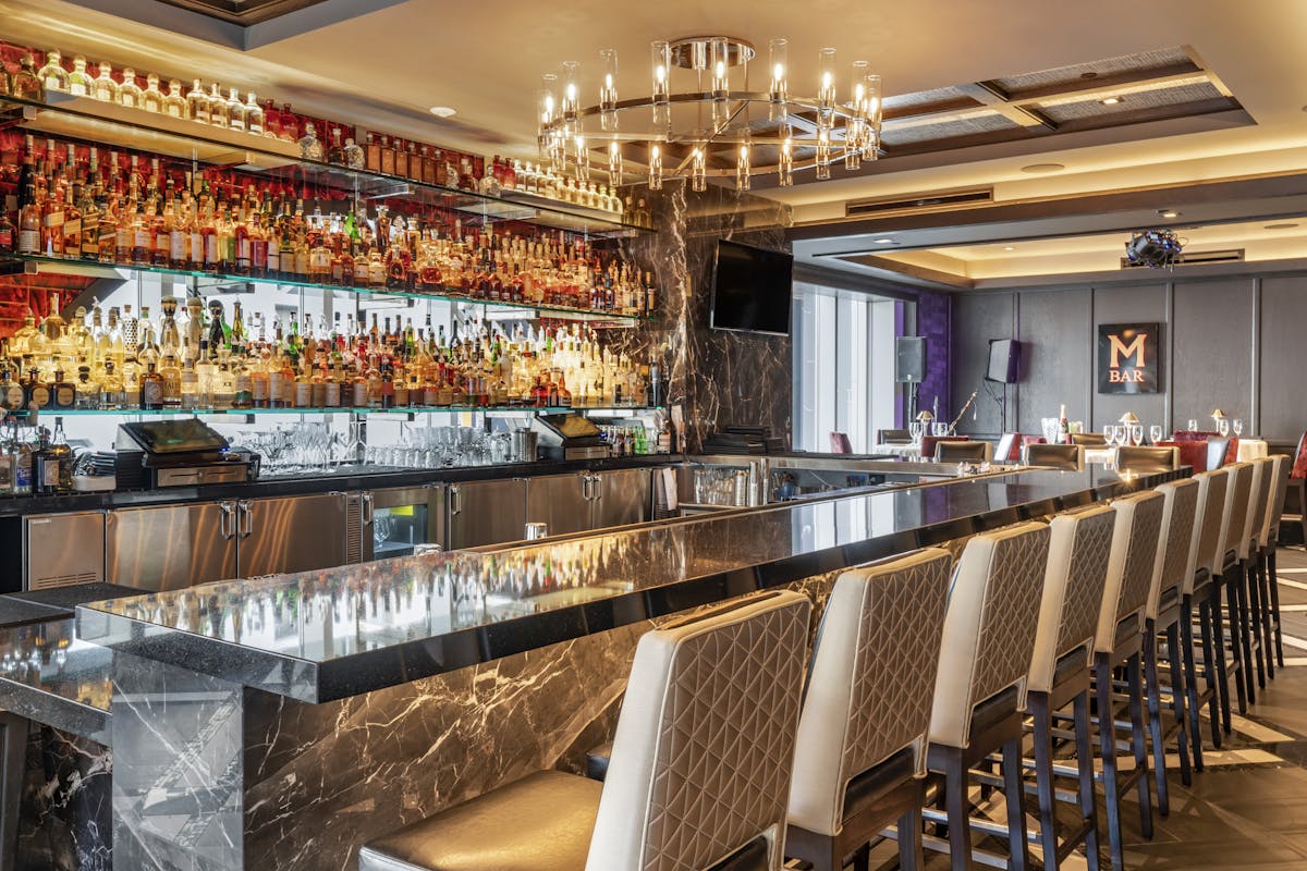 a long table in a restaurant