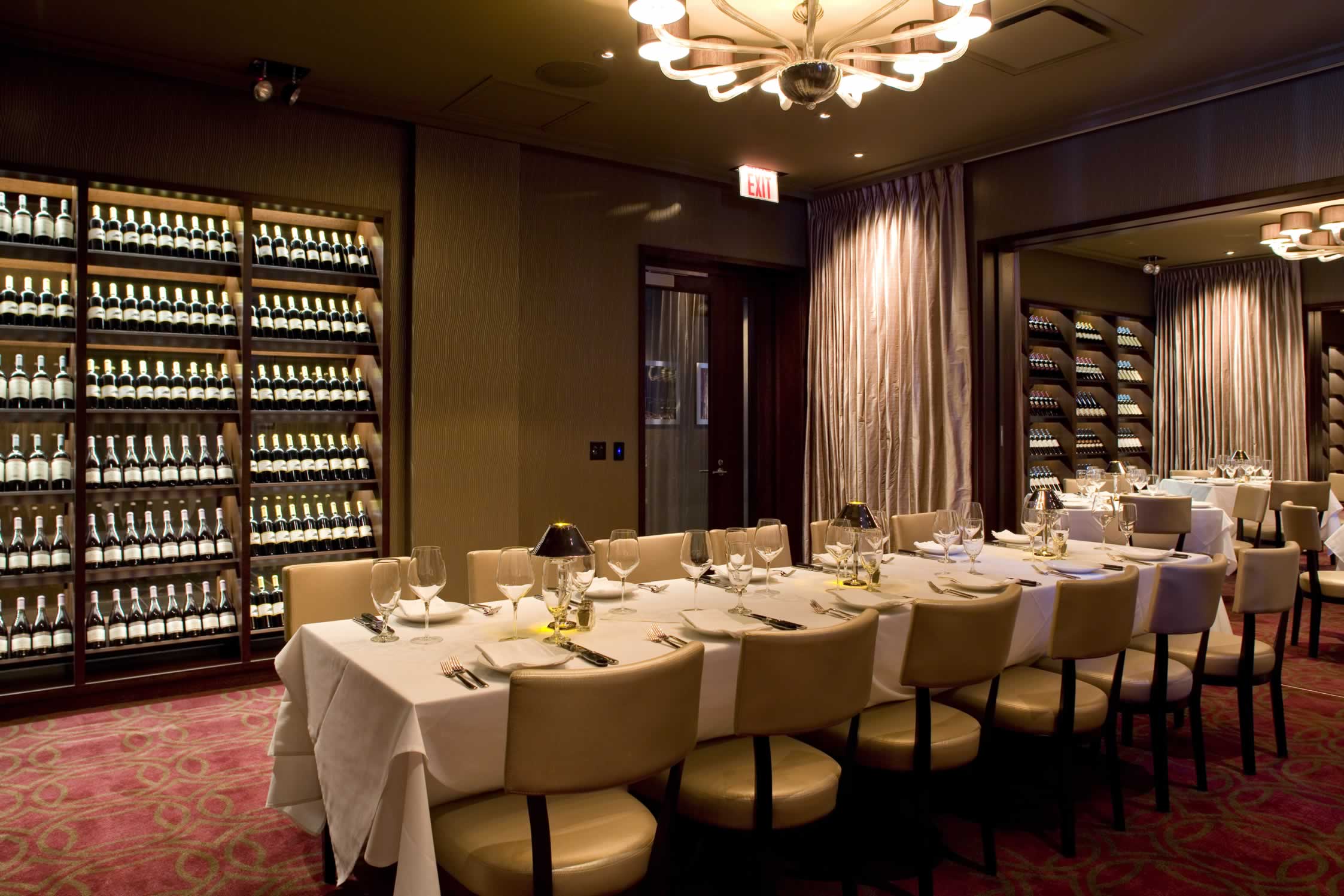 a dining with a wine cellar