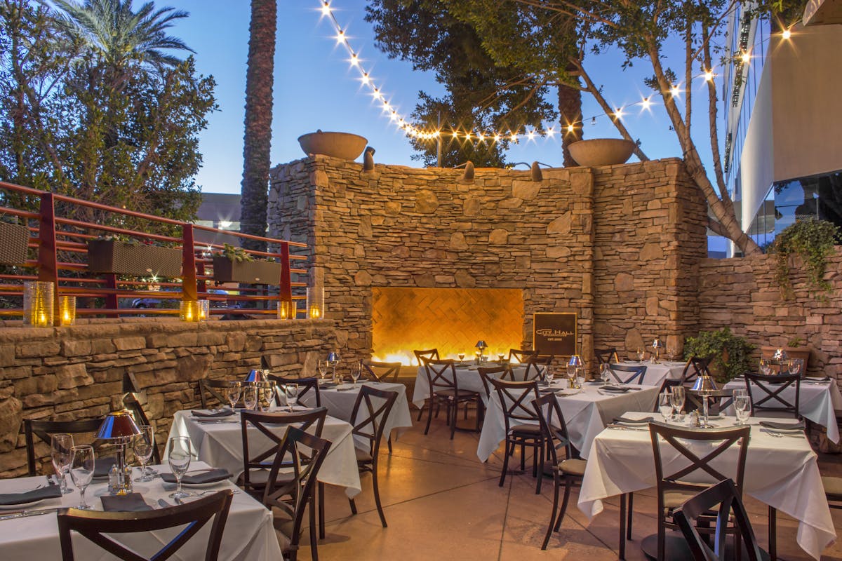 an outdoor dining area