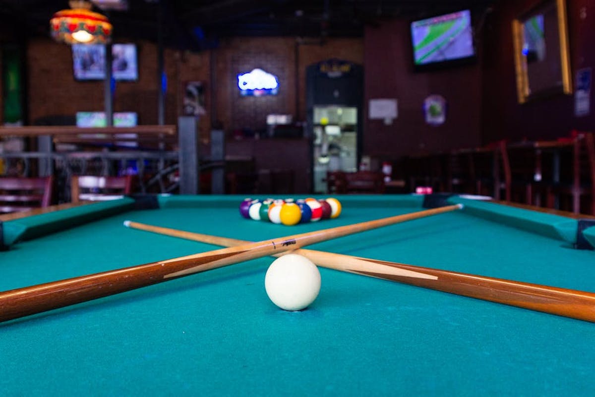 a pool table in a room