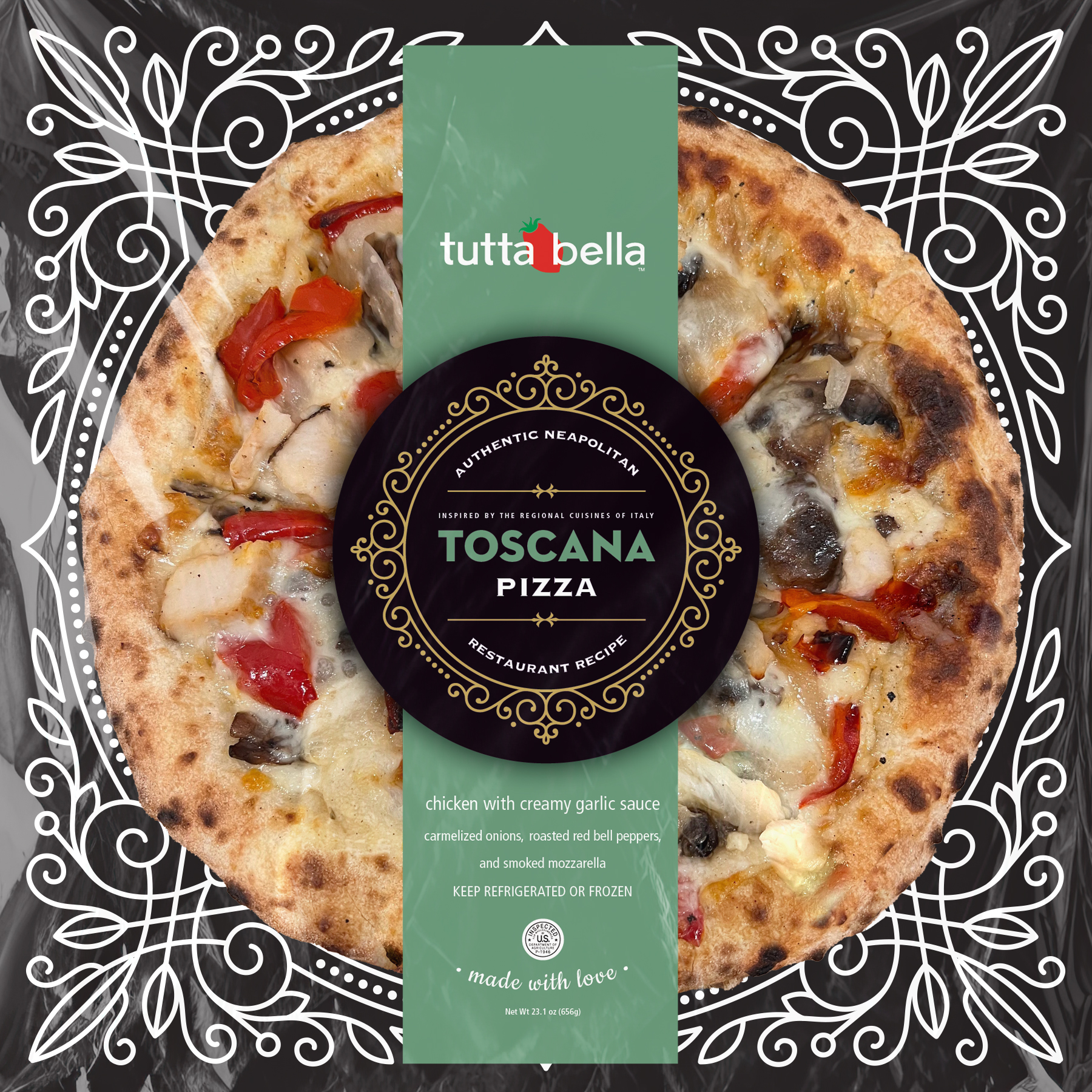 a pizza sitting on top of a paper plate