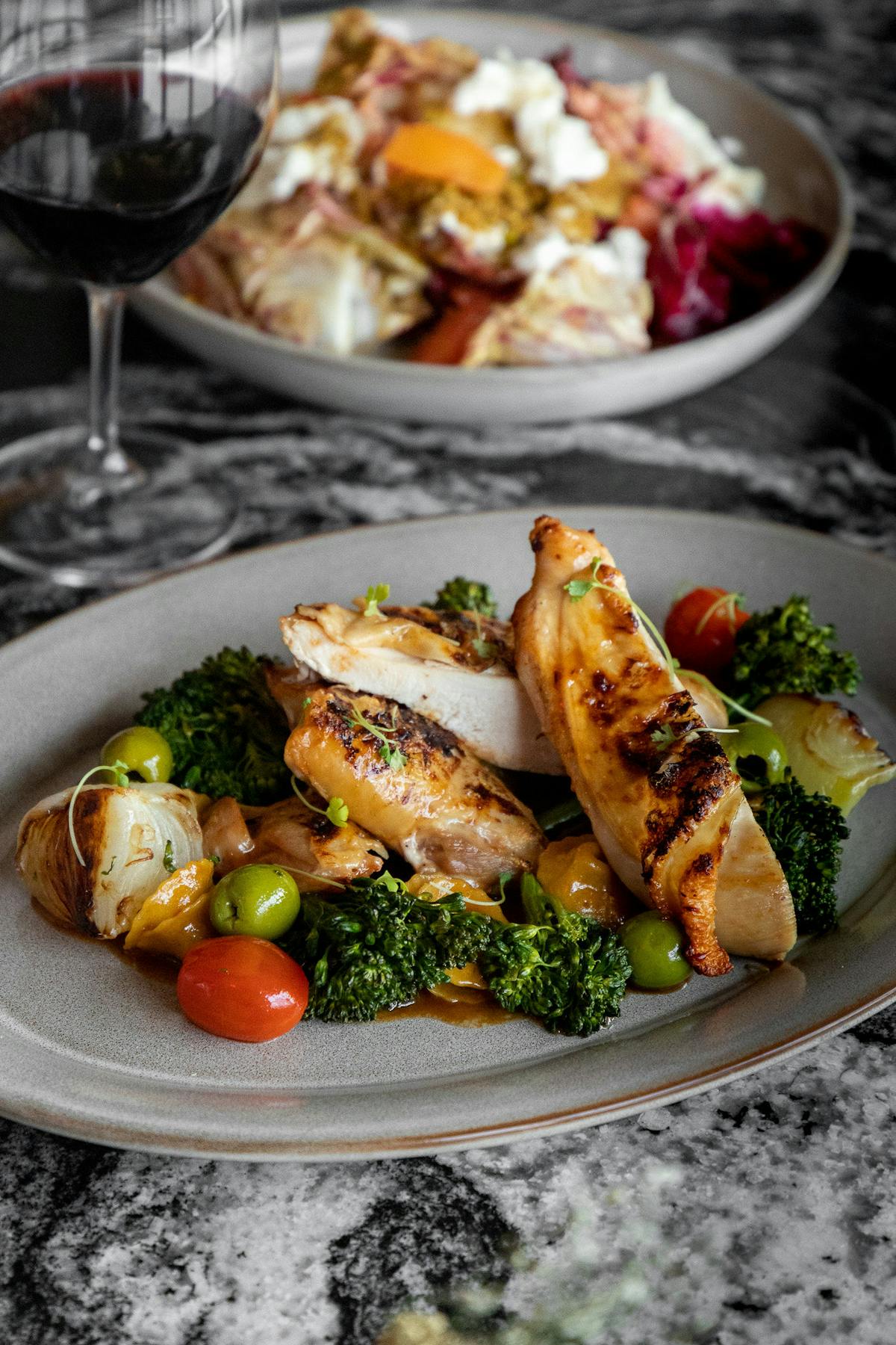 a plate of food with broccoli