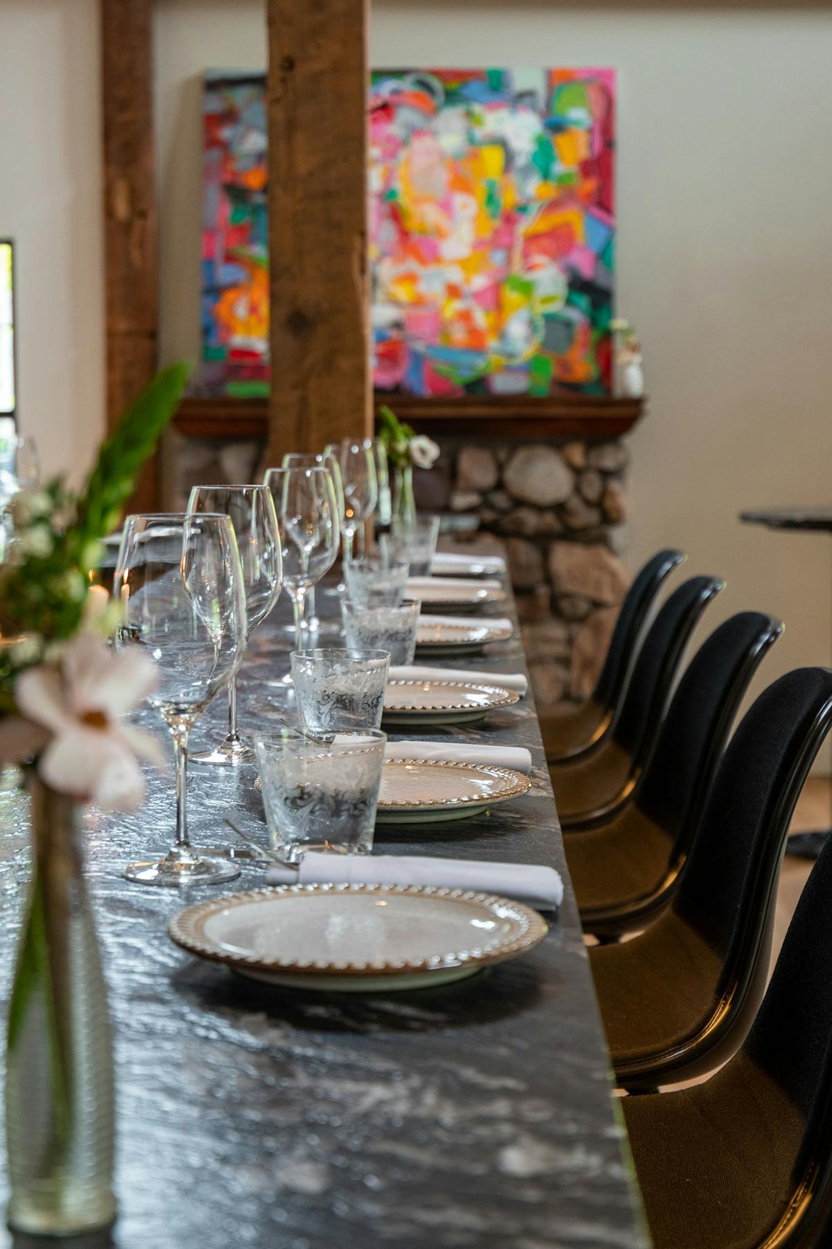 a table with wine glasses
