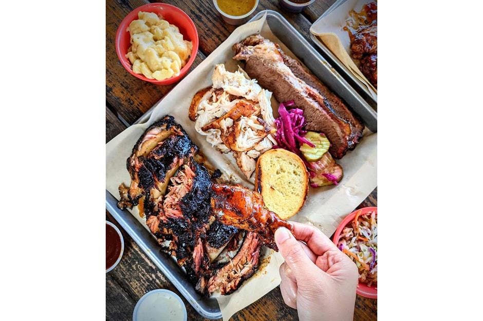 a bunch of different types of food