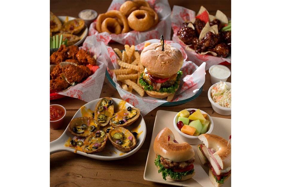 a bunch of different types of food