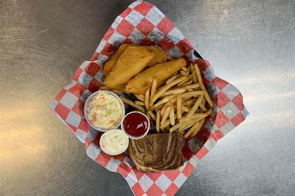 a close up of food on a blanket