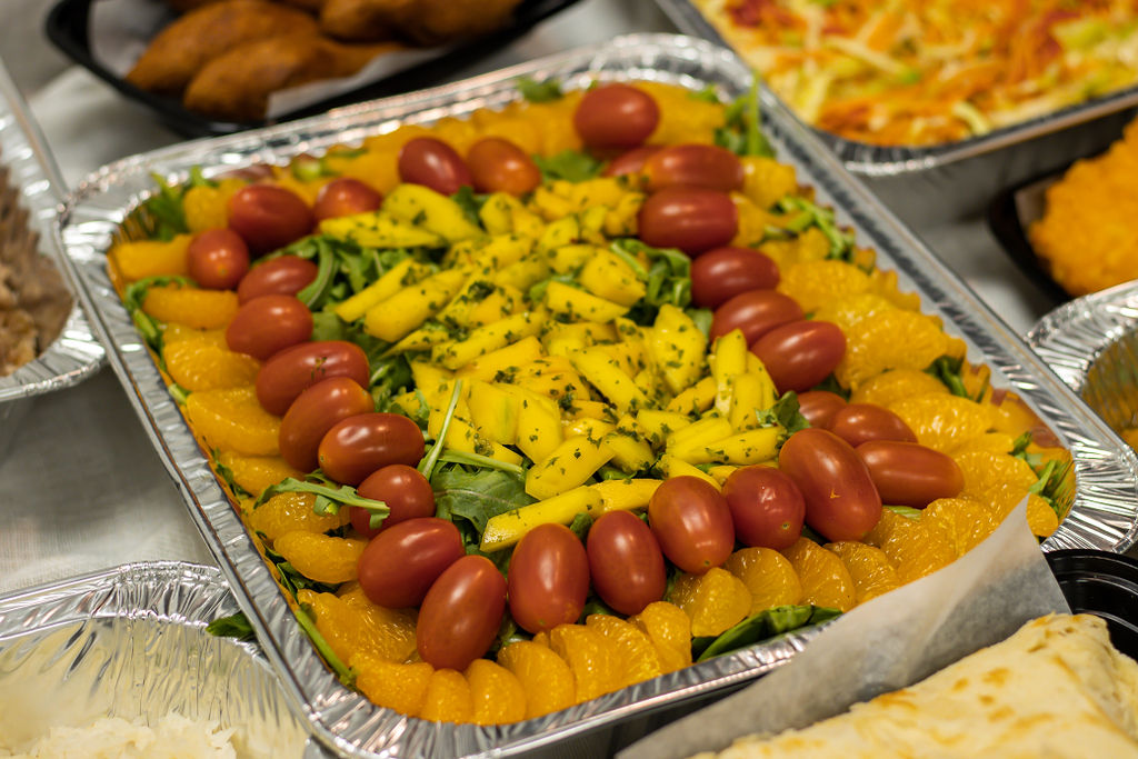 a tray of food on a table