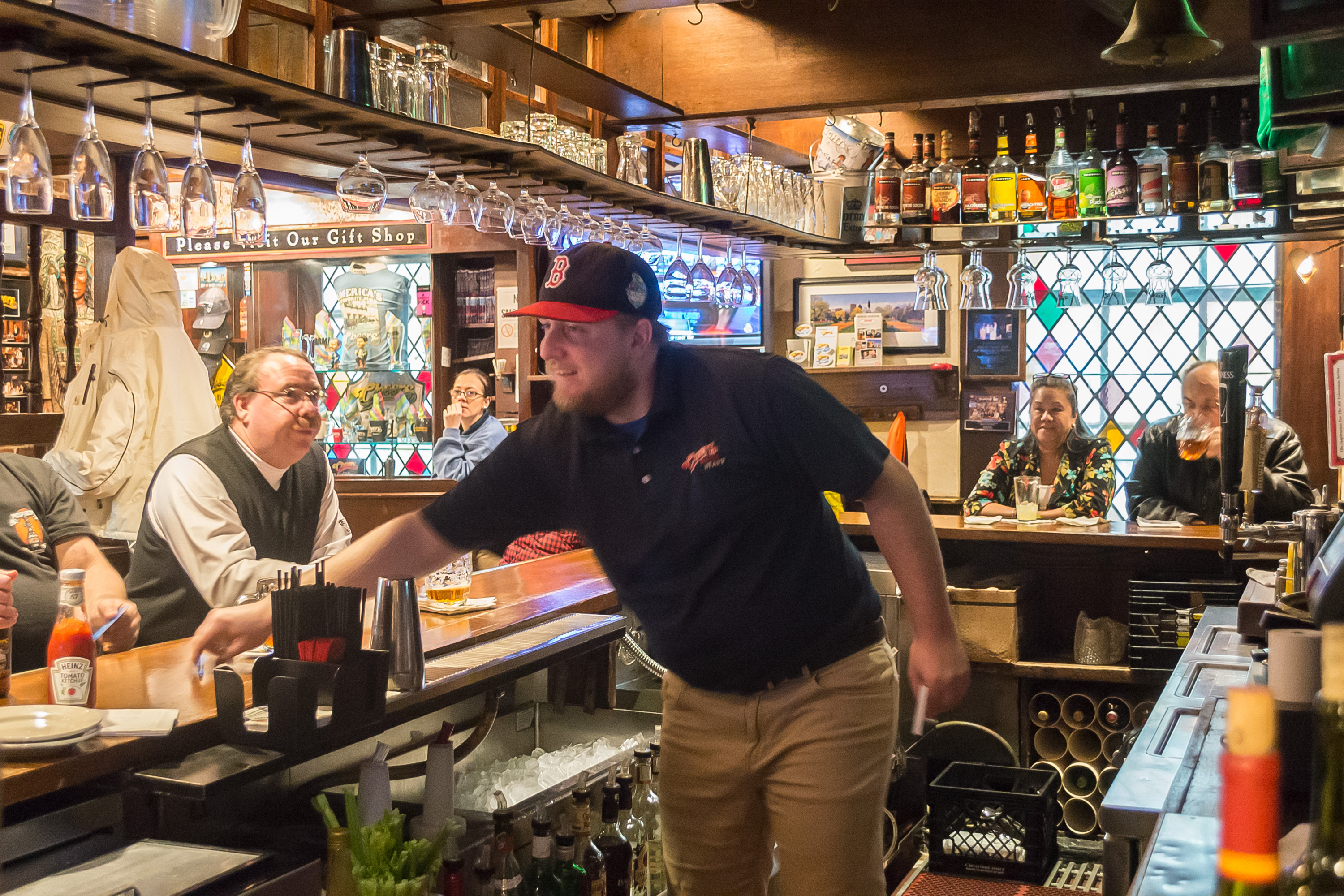 a man standing in front of a store