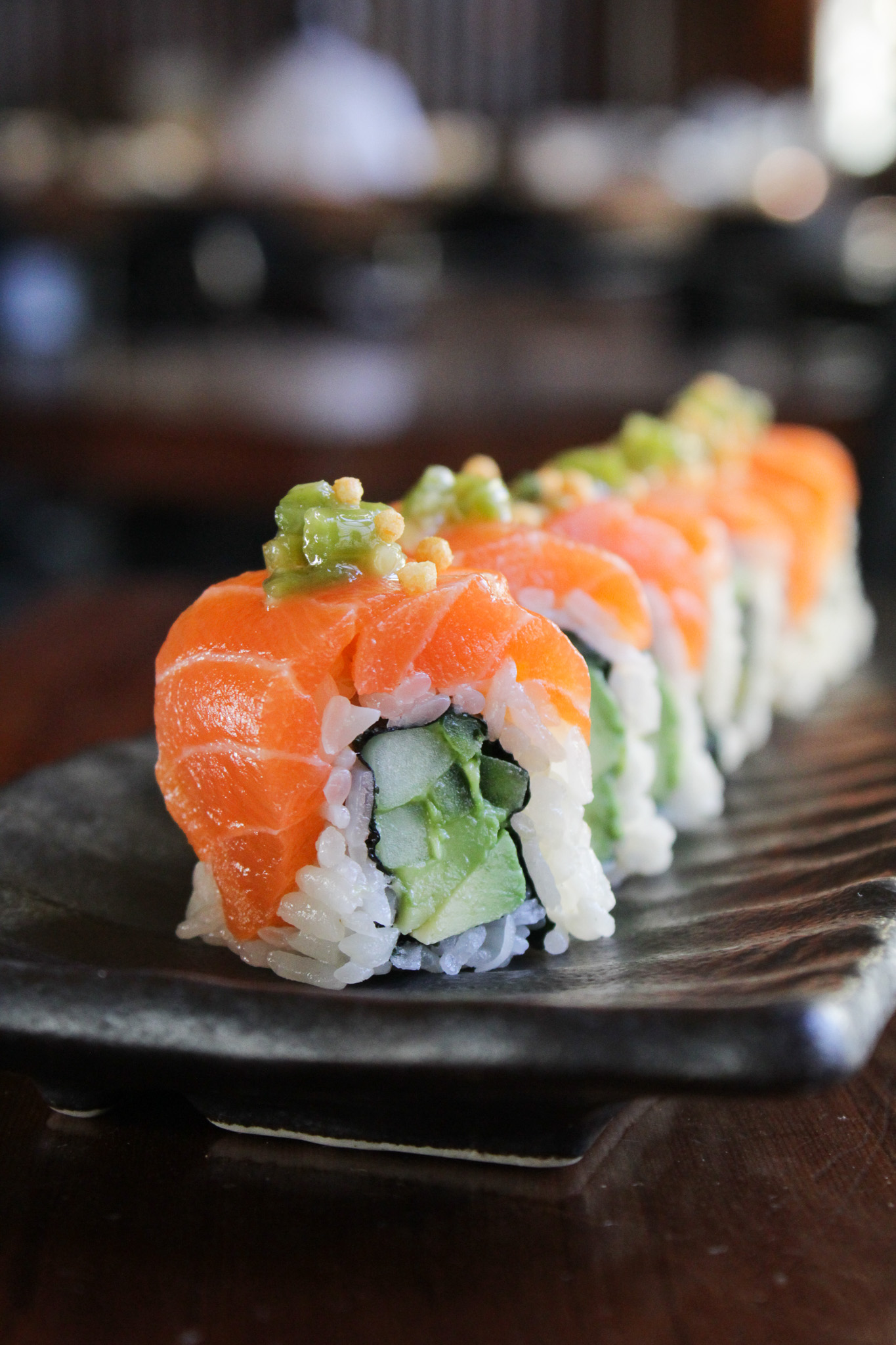 a close up of sushi