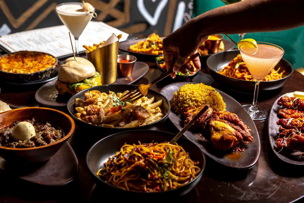 a bunch of food on a table
