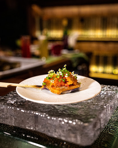 a plate of food over a table