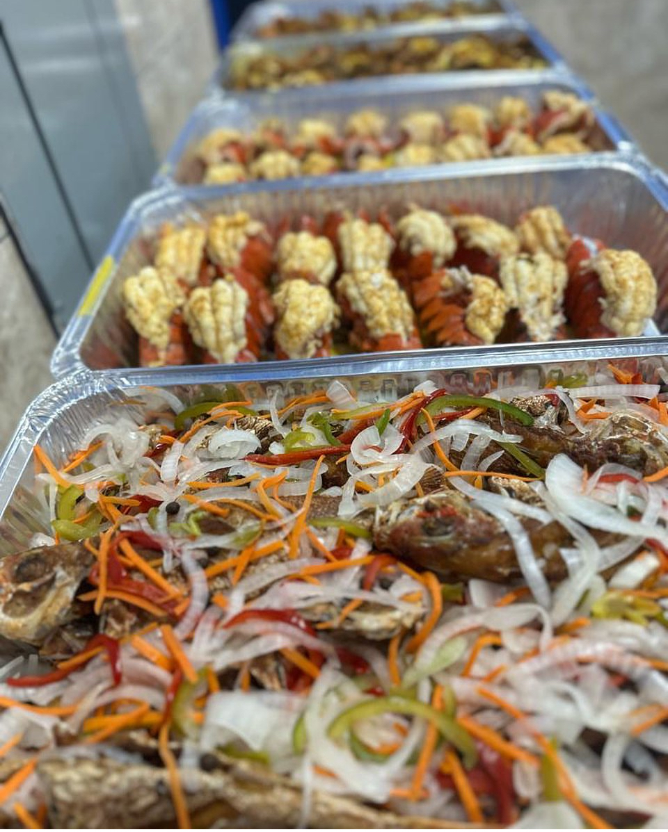 a tray of food