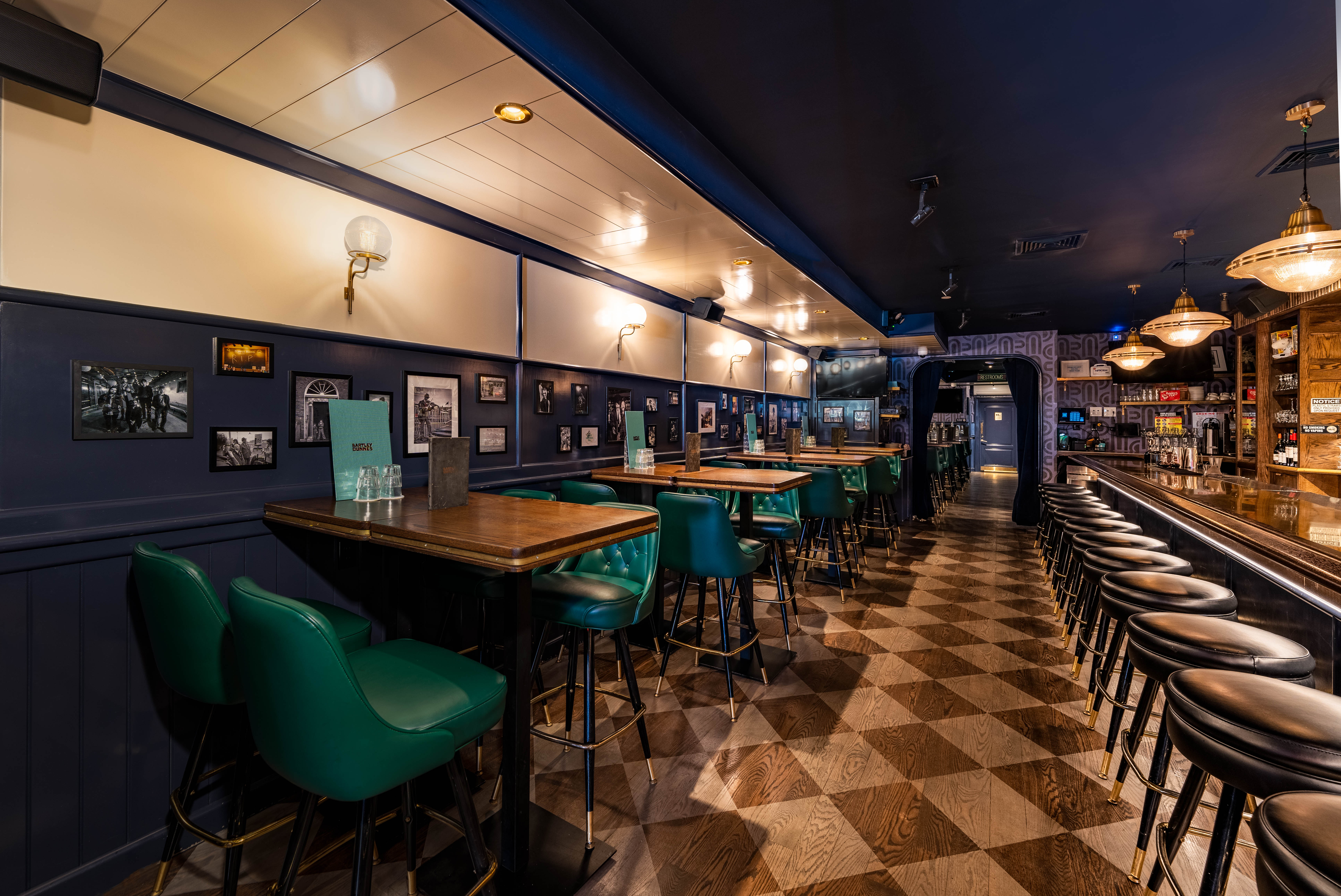 a room with tables and chairs